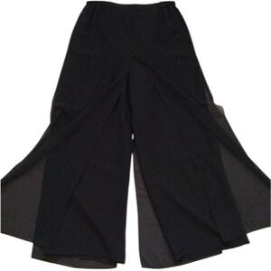 R&M Richards NWT Black Pant Double Layer Chiffon Slits Evening Plus Size 24W